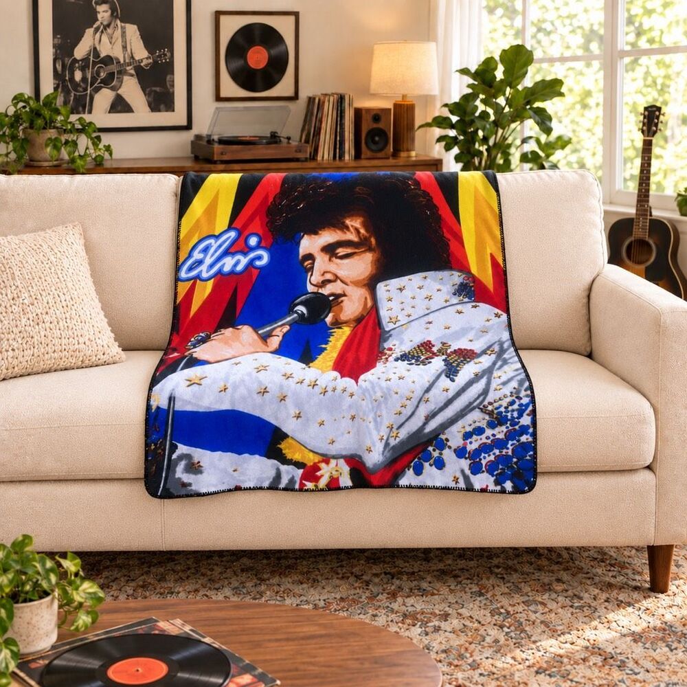 Elvis Presley 2012 polyester fleece the Northwest Company blanket Stain